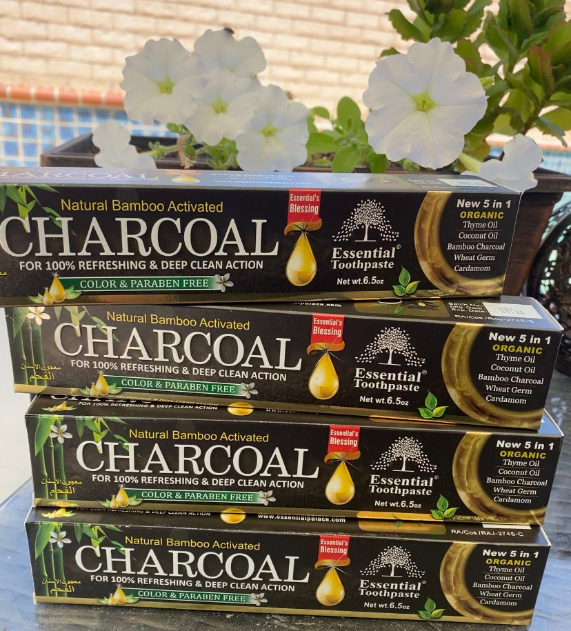 Organic natural bamboo activated charcoal toothpaste- fluoride free.