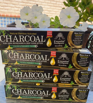 Natural bamboo activated charcoal toothpaste- fluoride free.
